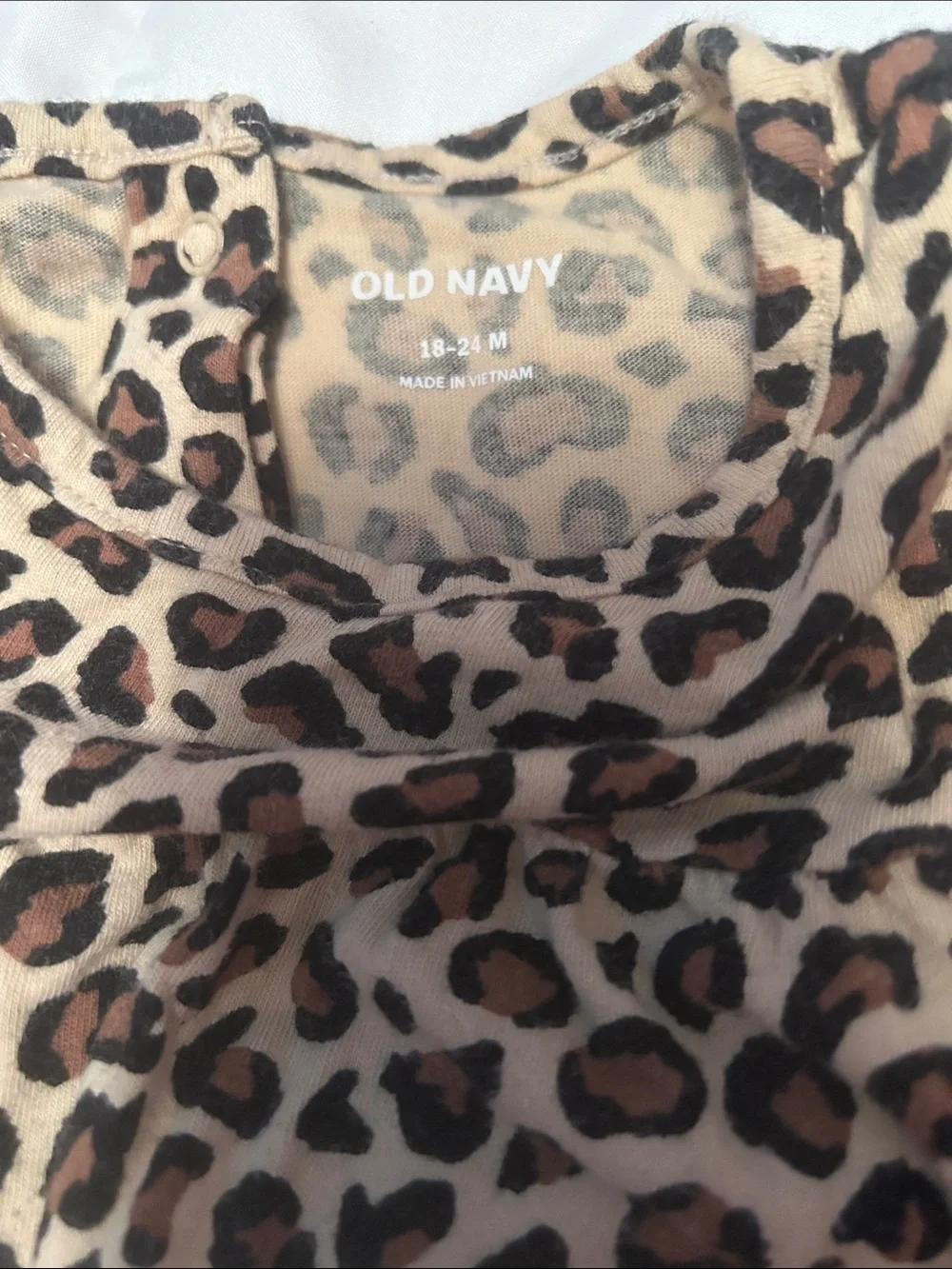 Old Navy Leopard Print Romper in Tan, Brown and Black and Garamimals Sweatshirt